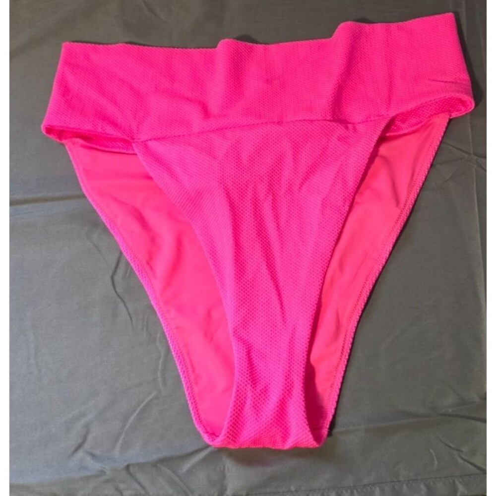 Aerie High Cut Cheeky Neon Pink Swim Bathing Suit Bottom XL New
